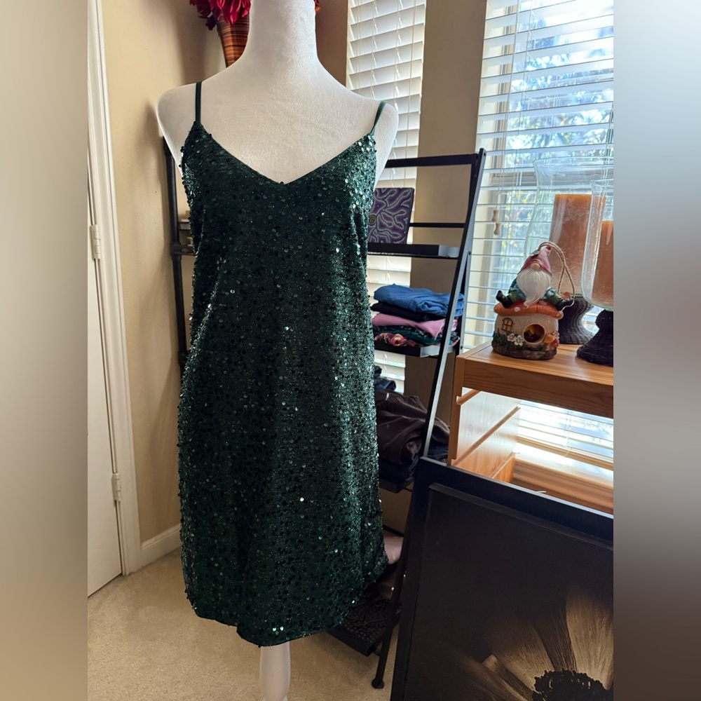 SHEIN Emerald Green Sequin Dress